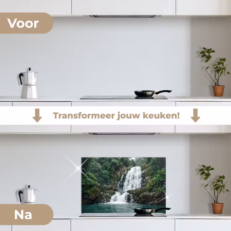 Spatscherm keuken - Waterfall - Forest - Nature - Greenkhgyguyg — 3