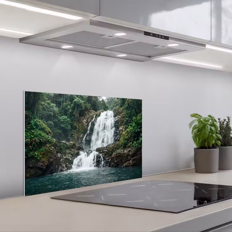Spatscherm keuken - Waterfall - Forest - Nature - Greenkhgyguyg — 5