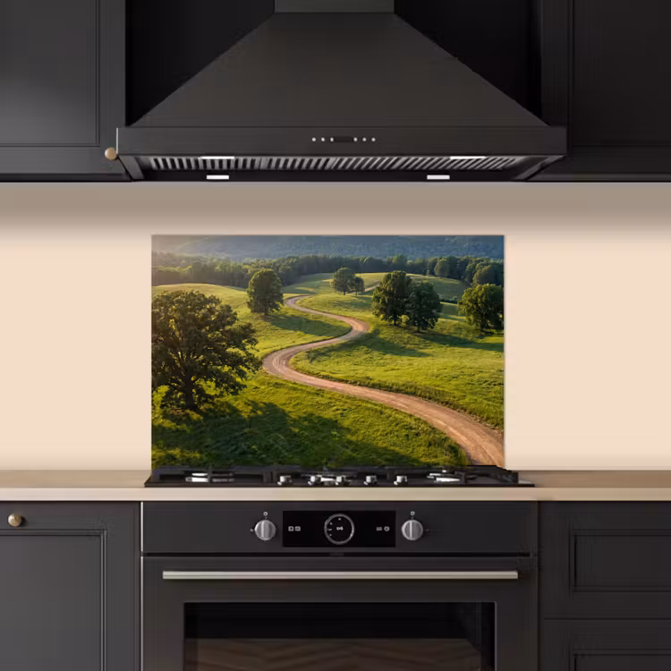Spatscherm keuken - Weg - Weide - Natuur - Groen — 2