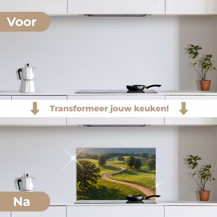 Spatscherm keuken - Weg - Weide - Natuur - Groen — 3