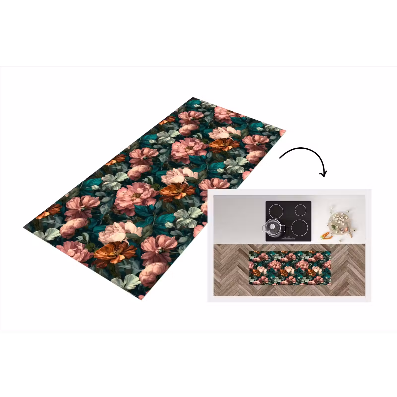 Keukenloper - Bloemen - Schilderachtig - Patroon - Roze — 1