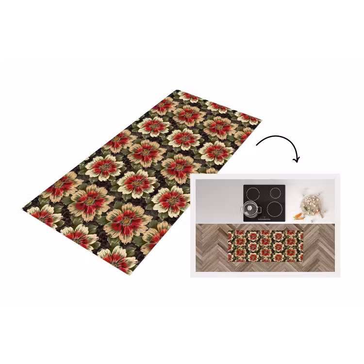 Keukenloper - Bloemen - Klassiek - Patroon - Rood — 1