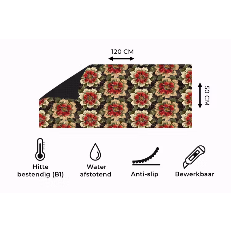 Keukenloper - Bloemen - Klassiek - Patroon - Rood — 5