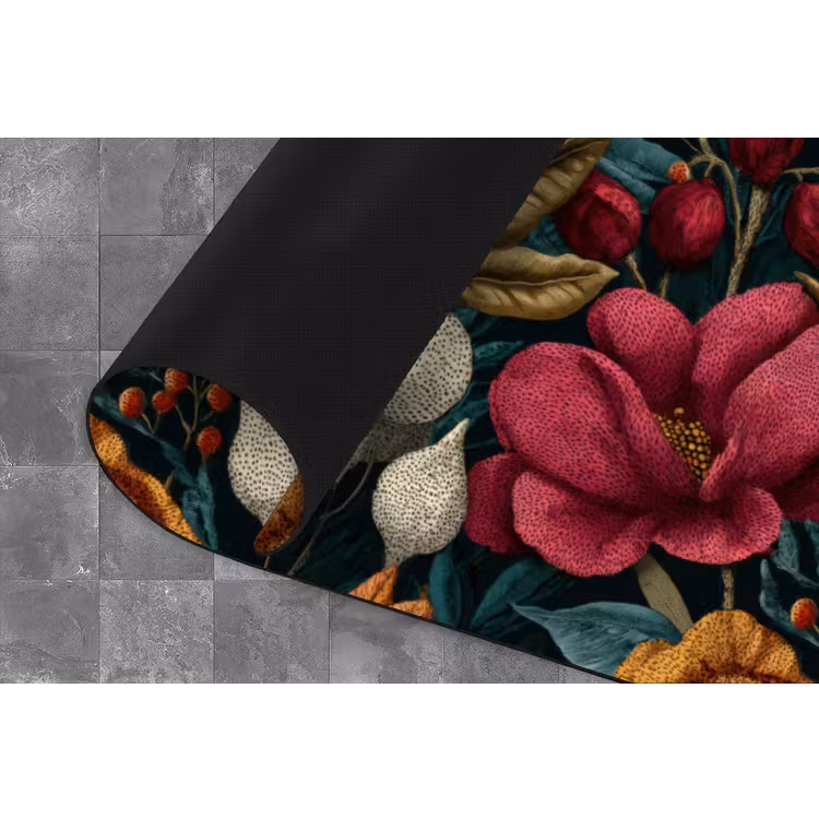 Keukenloper - Bloemen - Patroon - Rood - Goud — 4