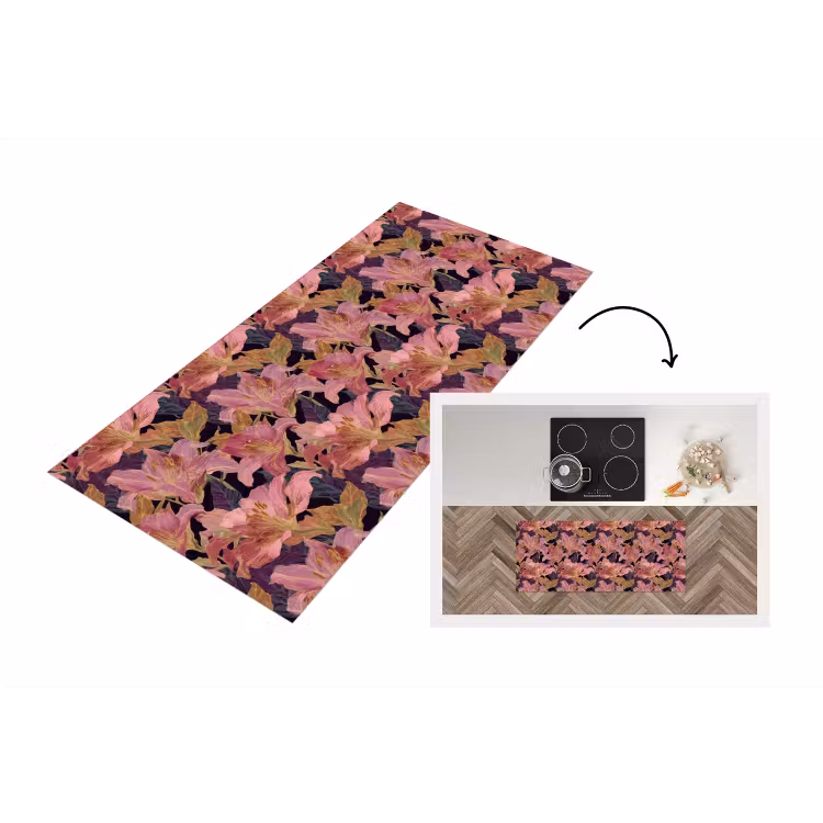 Keukenloper - Lelies - Patroon - Roze - Goud — 1