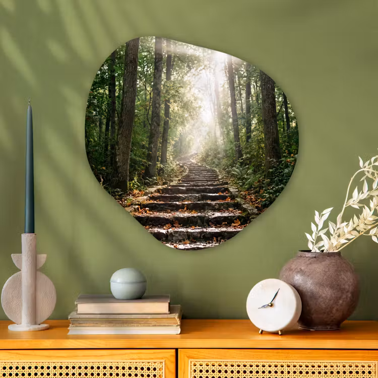 Organische schilderij - Aluminium - Stenen - Trap - Bos - Natuur — 2