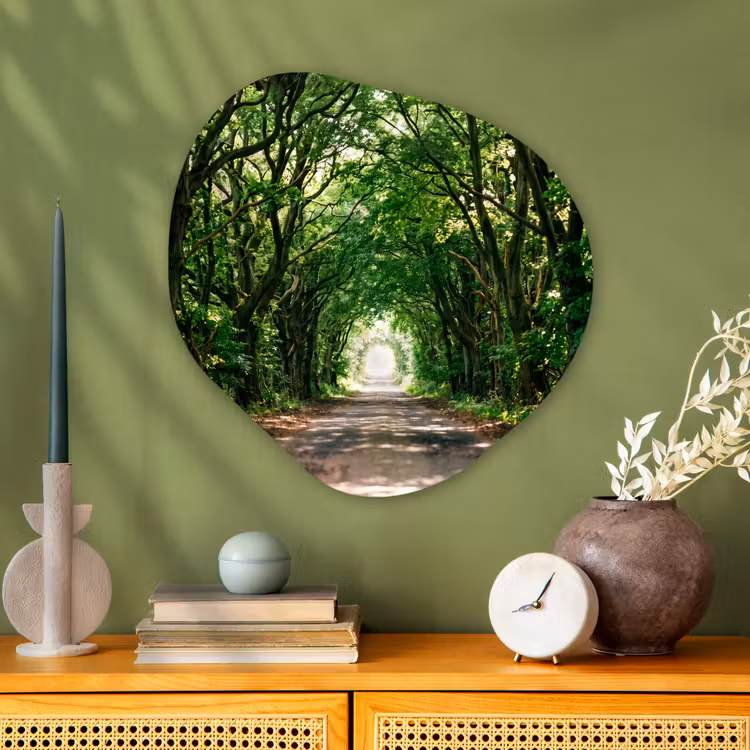 Organische schilderij - Aluminium - Weg - Bomen - Natuur - Groen — 2