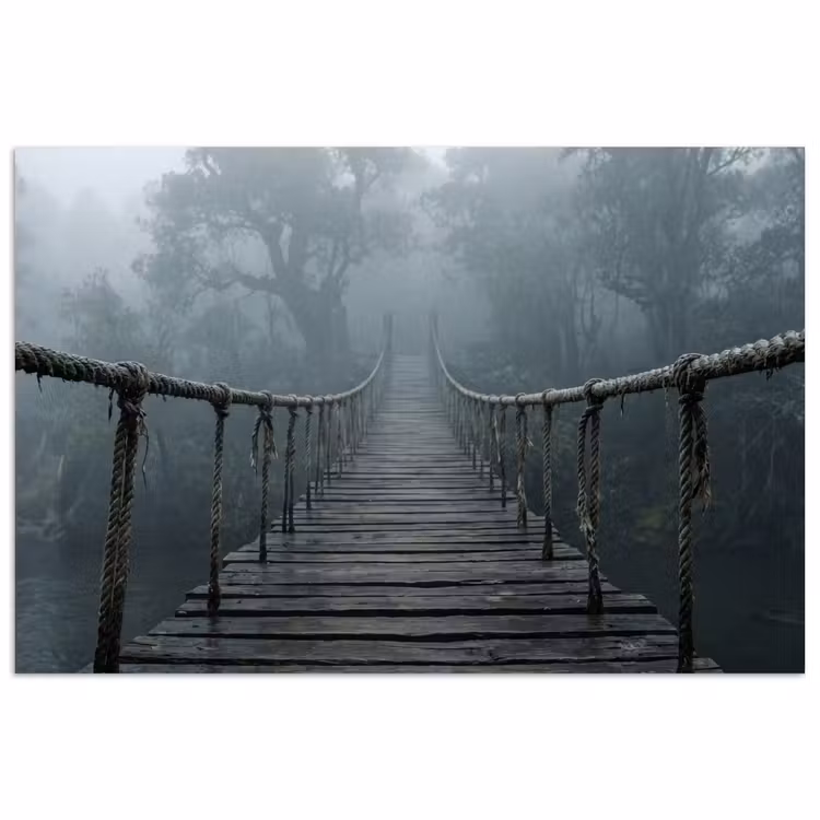 Poster - Brug - Jungle - Mist - Natuur — 1
