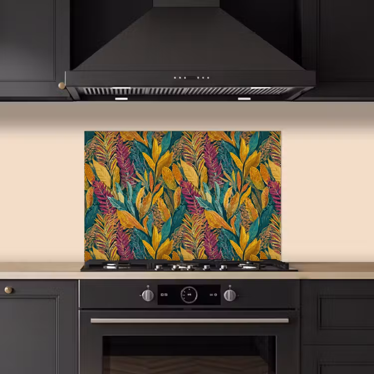 Spatscherm keuken - Tropische - Botanisch - Patroon - Kleurrijk - Exotisch — 2