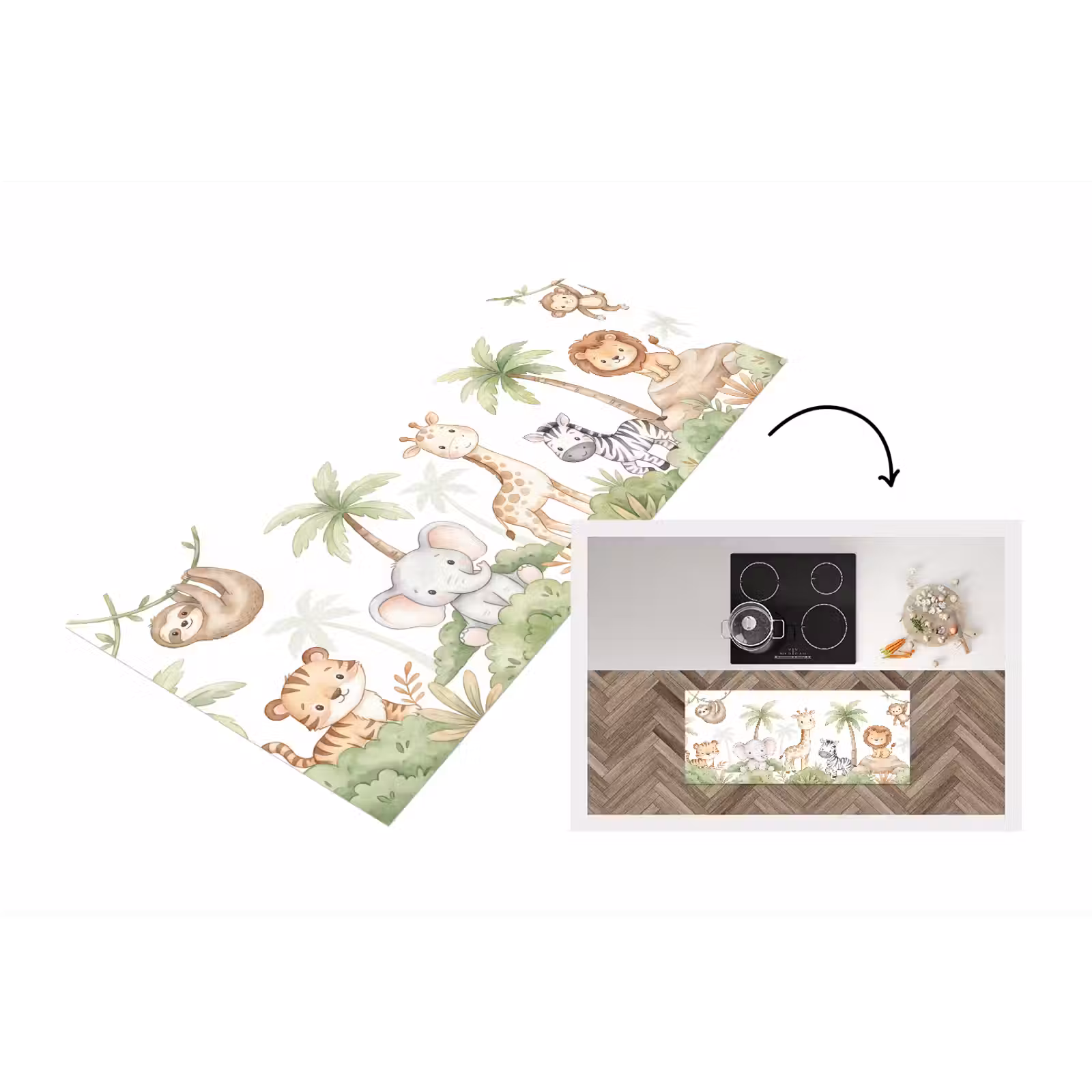 Keukenloper - Dieren - Jungle - Pastel — 1