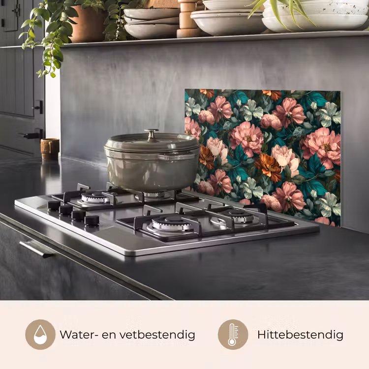 Spatscherm keuken - Bloemen - Schilderachtig - Patroon - Roze — 7