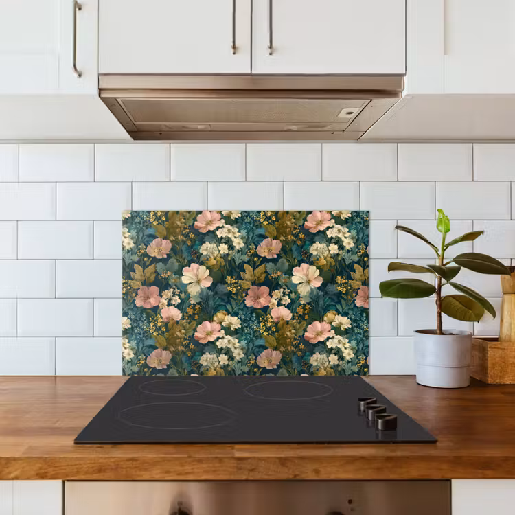 Spatscherm keuken - Wilde bloemen - Botanisch - Patroon - Roze - Romantisch — 6