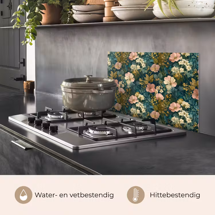 Spatscherm keuken - Wilde bloemen - Botanisch - Patroon - Roze - Romantisch — 7
