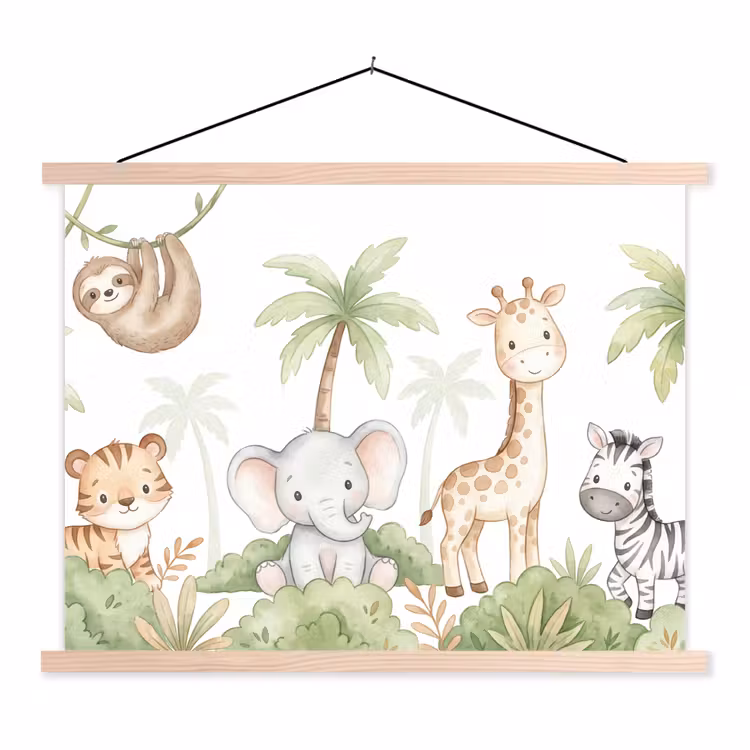 Schoolplaat - Dieren - Jungle - Pastel — 1