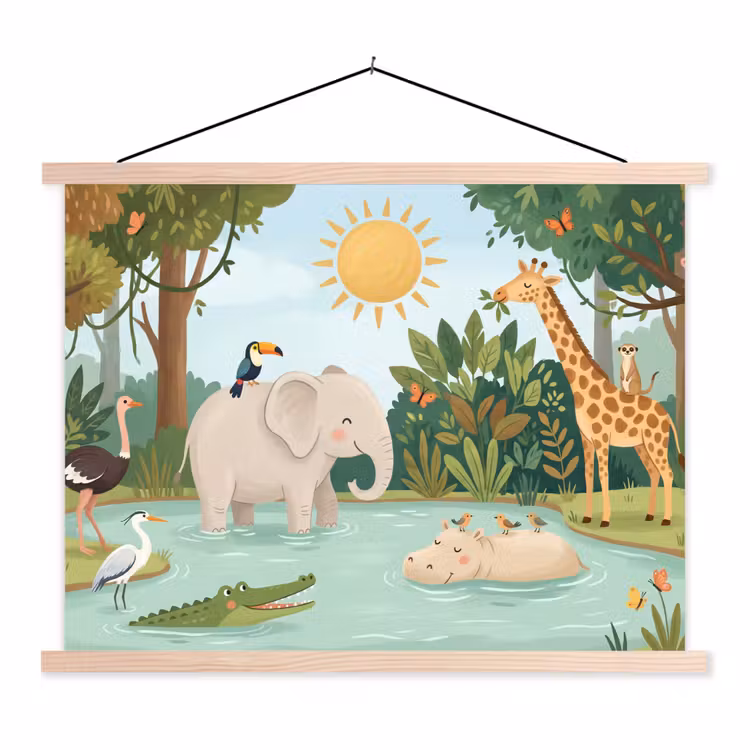 Schoolplaat - Jungle - Oase - Dieren - Kleurrijk — 1