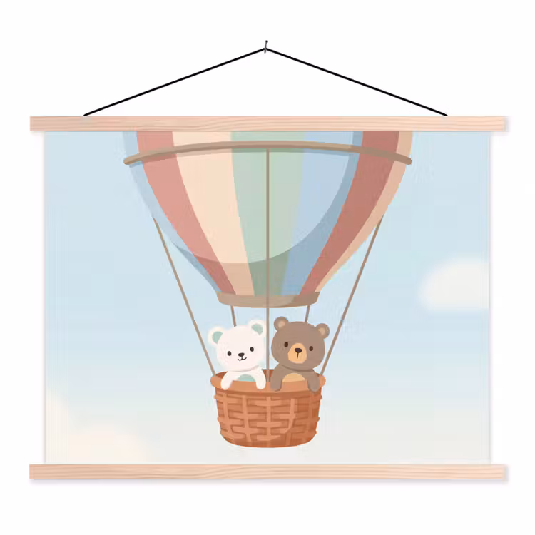 Schoolplaat - Luchtballon - Beren - Pastel — 1
