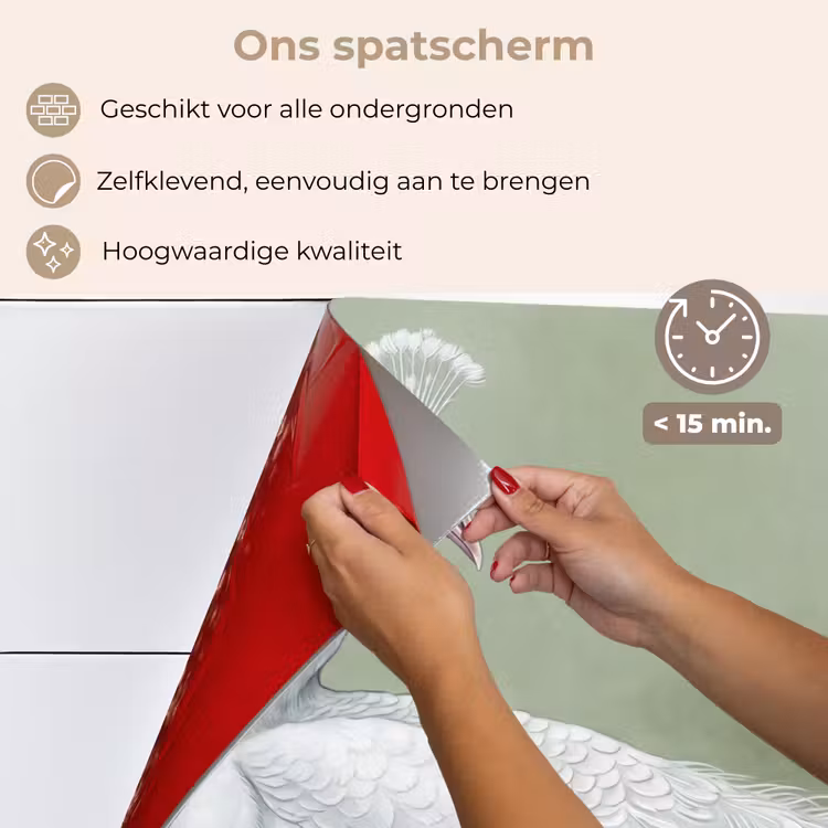 Spatscherm keuken - Pauwen - Wit - Natuur - Groen — 4