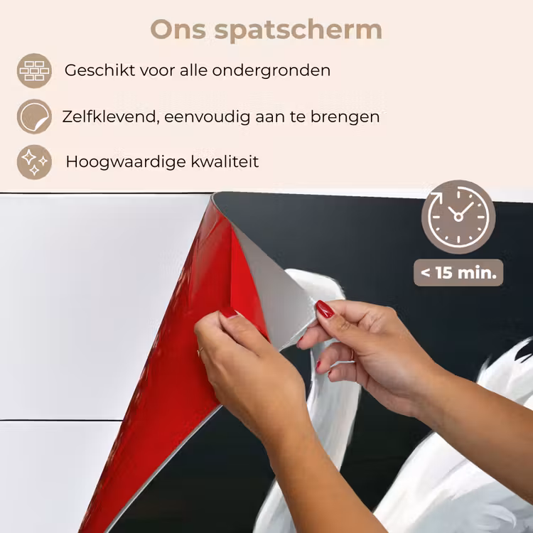 Spatscherm keuken - Zwaan - Water - Natuur - Realistisch - Wit — 4