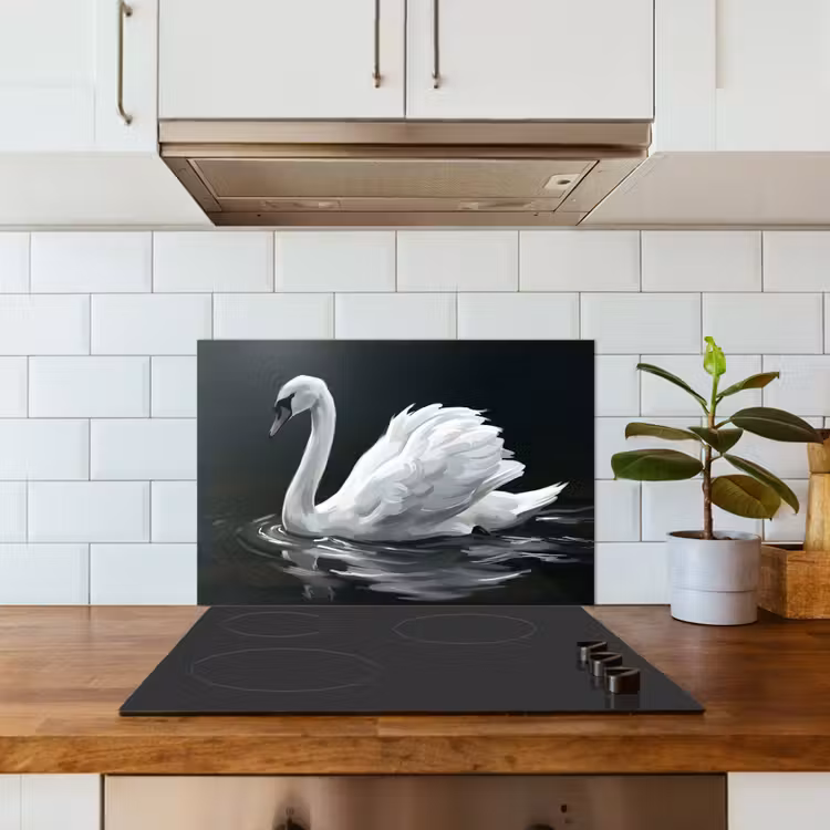 Spatscherm keuken - Zwaan - Water - Natuur - Realistisch - Wit — 6