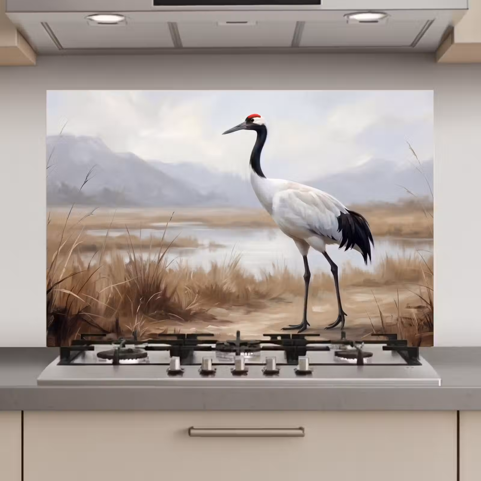Spatscherm keuken - Kraanvogel - Natuur - Realistisch — 1