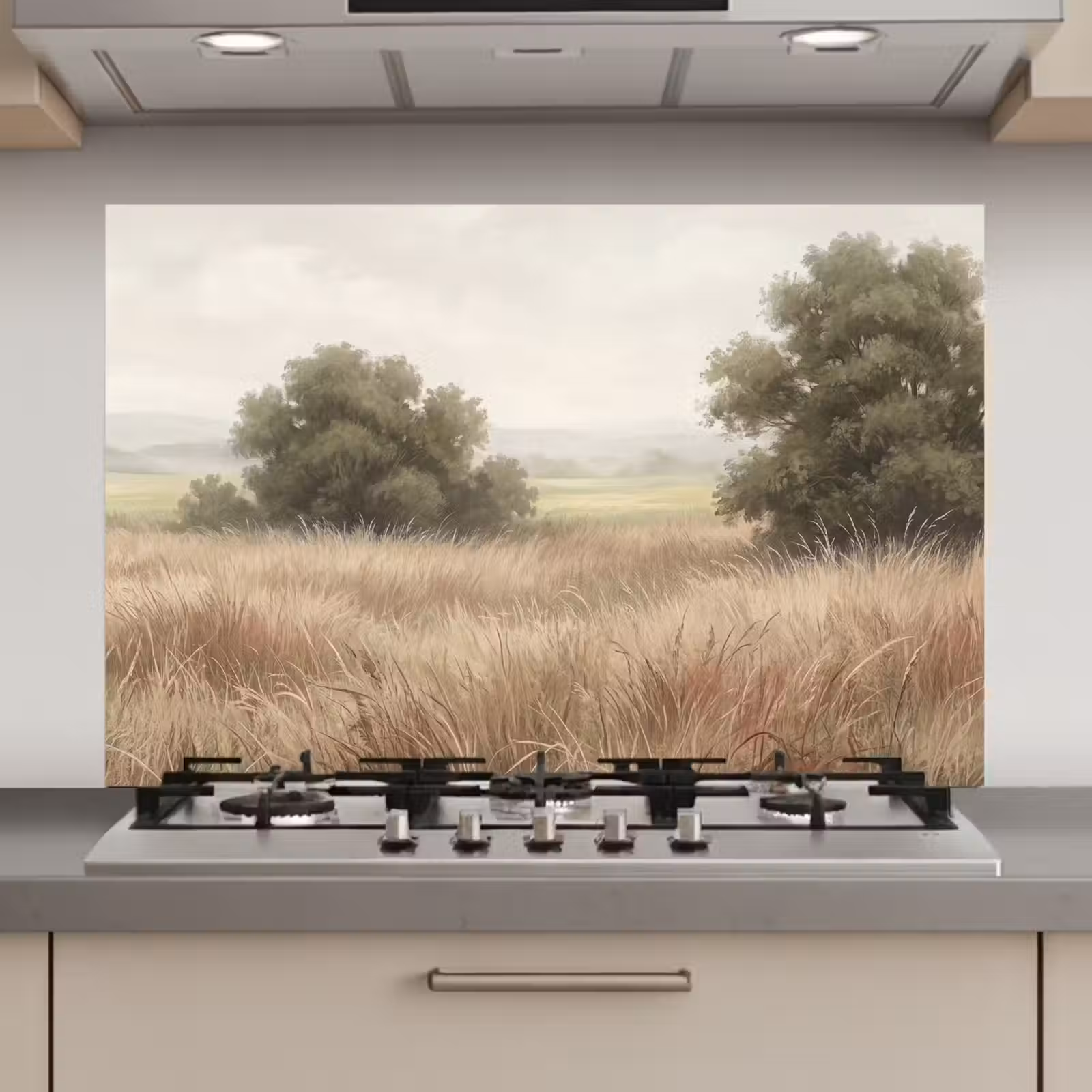 Spatscherm keuken - Landschap - Minimalistisch - Beige — 1