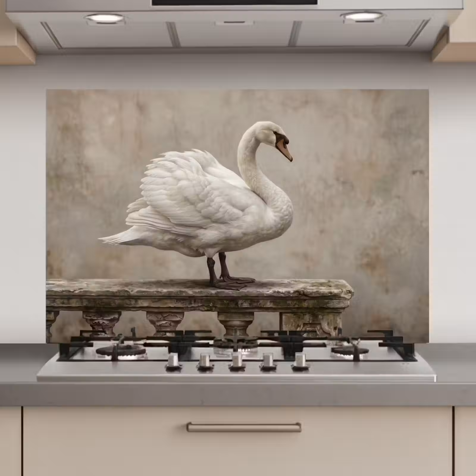 Spatscherm keuken - Zwaan - Elegant - Dieren - Wit — 1