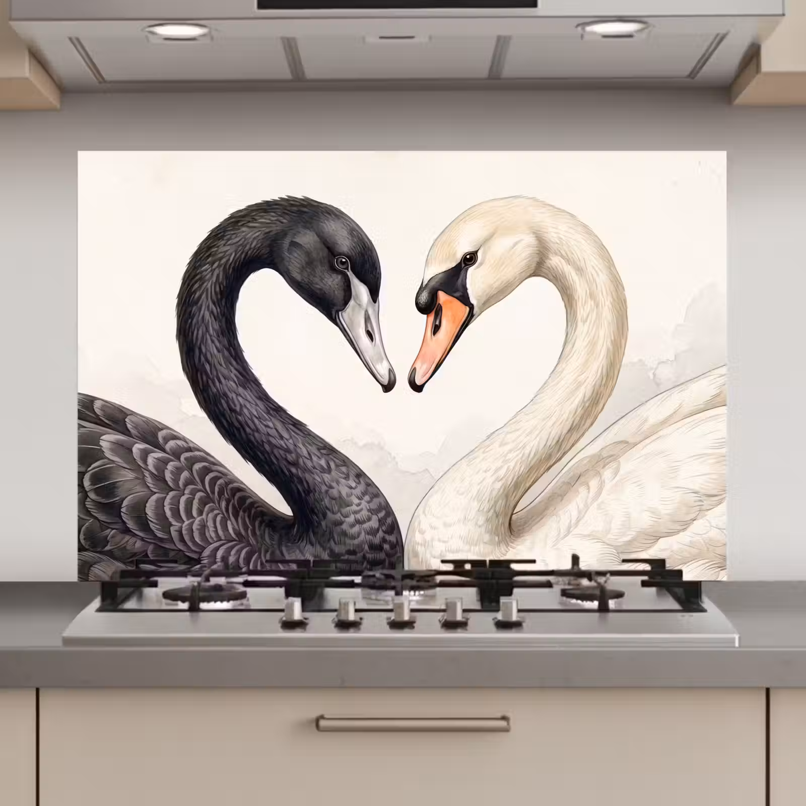 Spatscherm keuken - Zwanen - Hartvorm - Dieren — 1