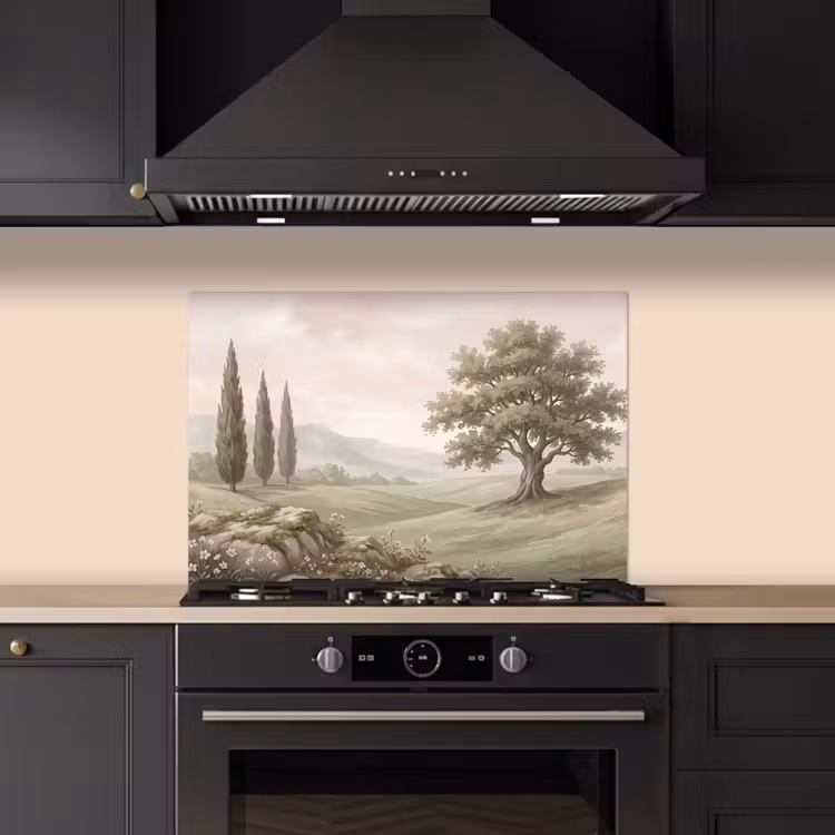 Spatscherm keuken - Heuvellandschap - Bomen - Natuur - Groen — 2