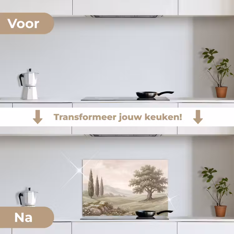 Spatscherm keuken - Heuvellandschap - Bomen - Natuur - Groen — 3