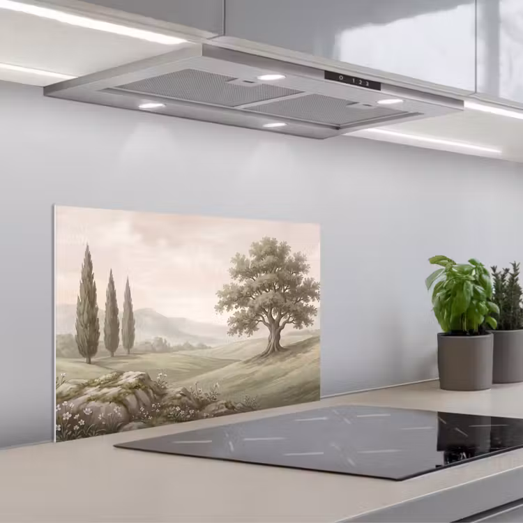 Spatscherm keuken - Heuvellandschap - Bomen - Natuur - Groen — 5