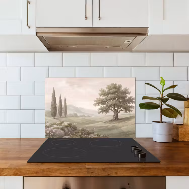Spatscherm keuken - Heuvellandschap - Bomen - Natuur - Groen — 6