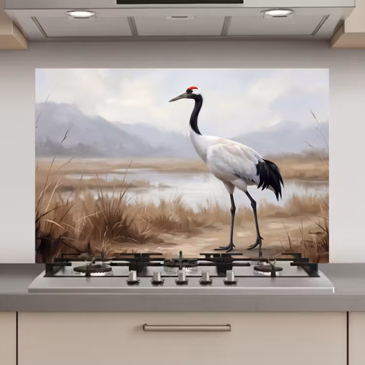Spatscherm keuken - Kraanvogel - Natuur - Realistisch — 1