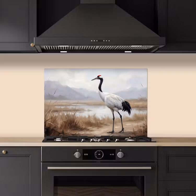 Spatscherm keuken - Kraanvogel - Natuur - Realistisch — 2