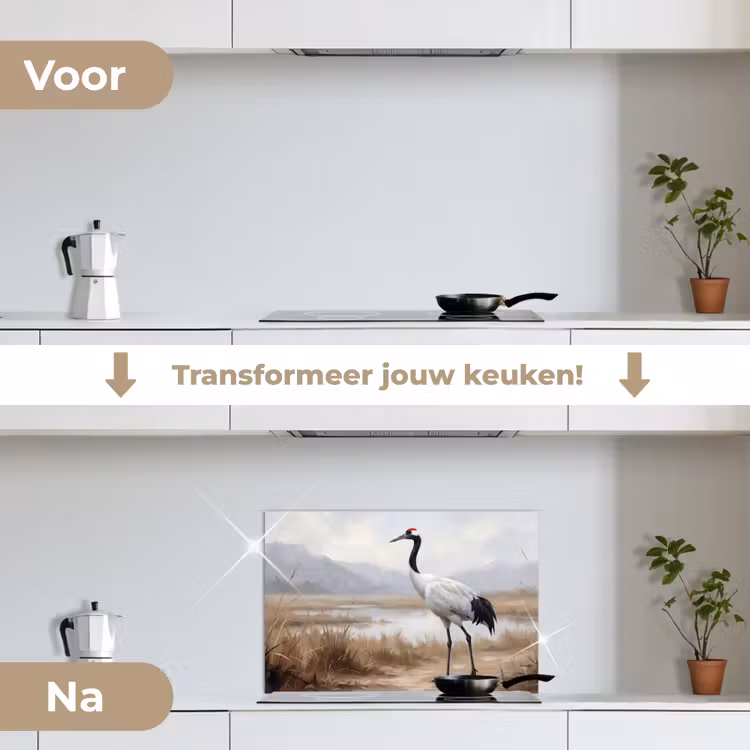 Spatscherm keuken - Kraanvogel - Natuur - Realistisch — 3