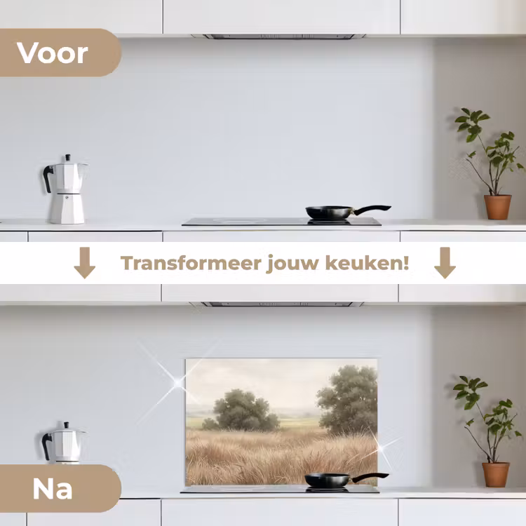 Spatscherm keuken - Landschap - Minimalistisch - Beige — 3