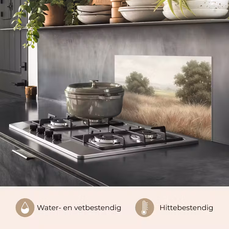 Spatscherm keuken - Landschap - Minimalistisch - Beige — 7