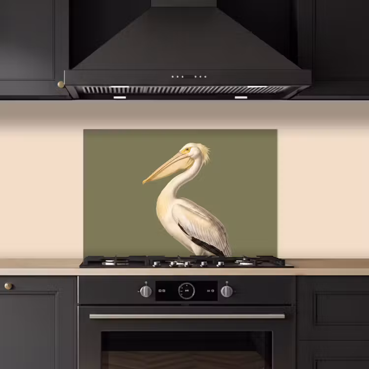 Spatscherm keuken - Pelikaan - Wit - Vogel - Klassiek - Natuur — 2