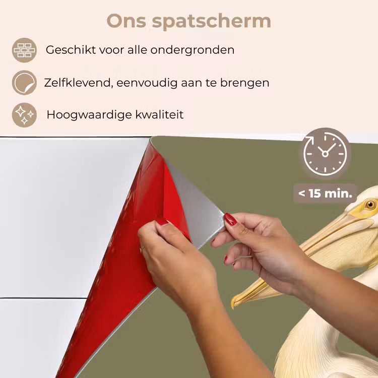 Spatscherm keuken - Pelikaan - Wit - Vogel - Klassiek - Natuur — 4