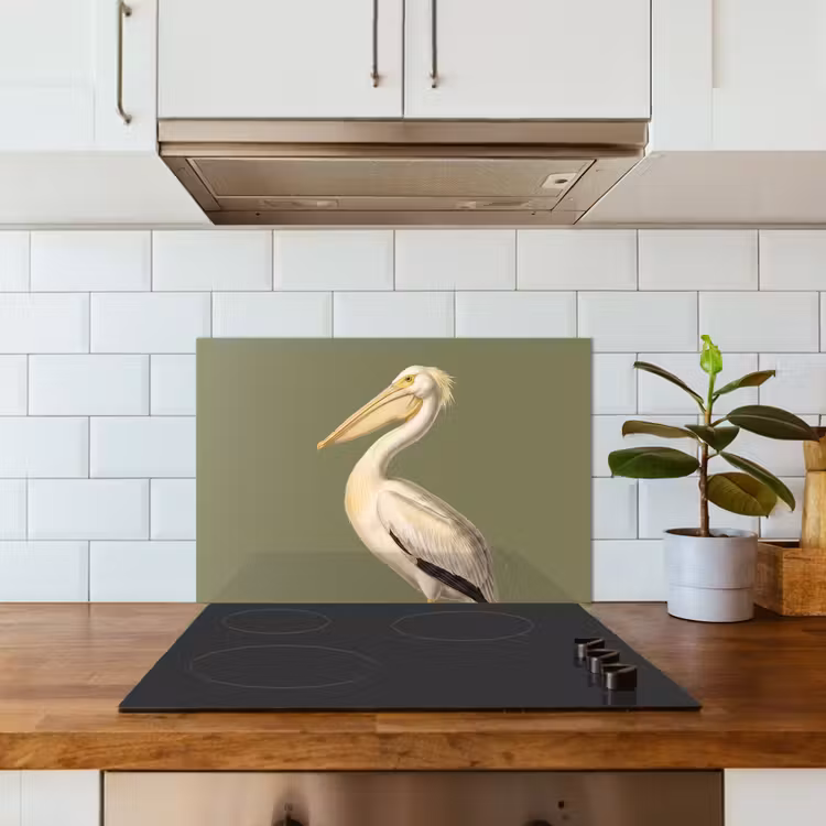 Spatscherm keuken - Pelikaan - Wit - Vogel - Klassiek - Natuur — 6
