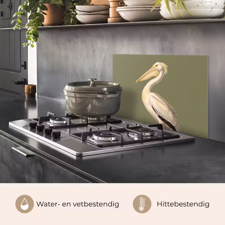 Spatscherm keuken - Pelikaan - Wit - Vogel - Klassiek - Natuur — 7