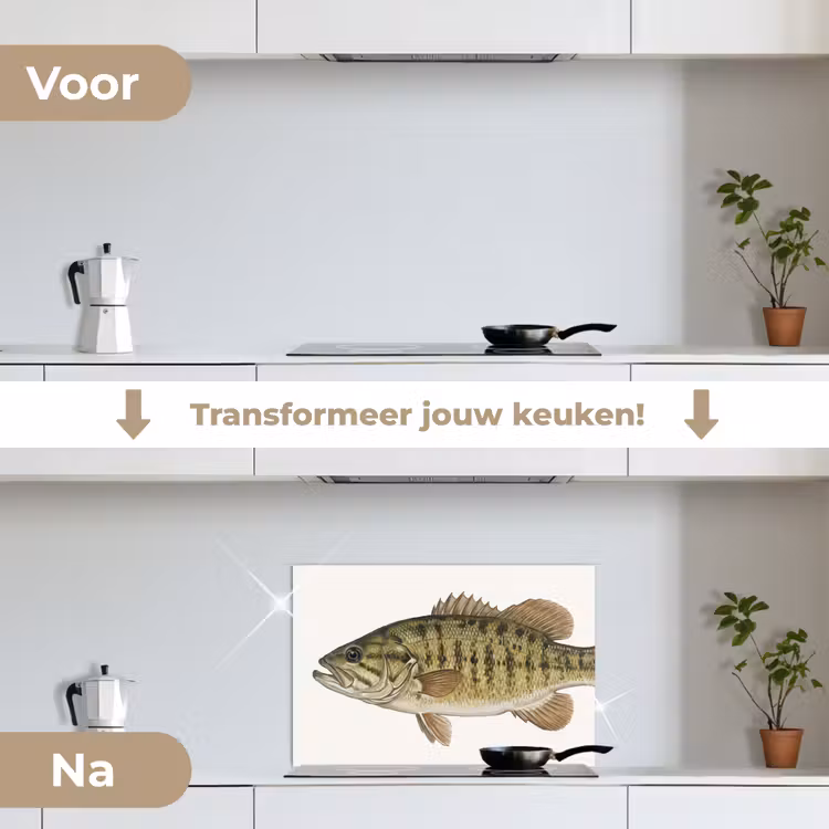 Spatscherm keuken - Vissen - Natuur - Vintage — 3