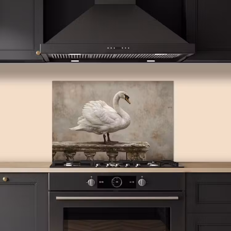 Spatscherm keuken - Zwaan - Elegant - Dieren - Wit — 2