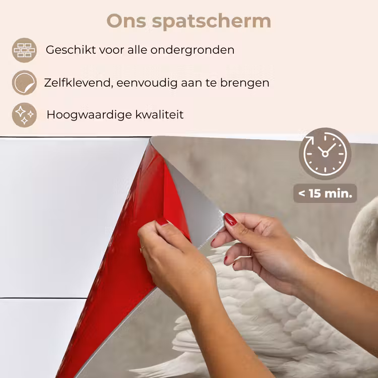 Spatscherm keuken - Zwaan - Elegant - Dieren - Wit — 4