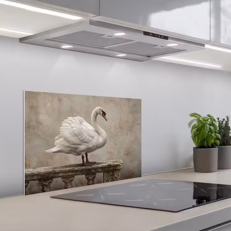 Spatscherm keuken - Zwaan - Elegant - Dieren - Wit — 5