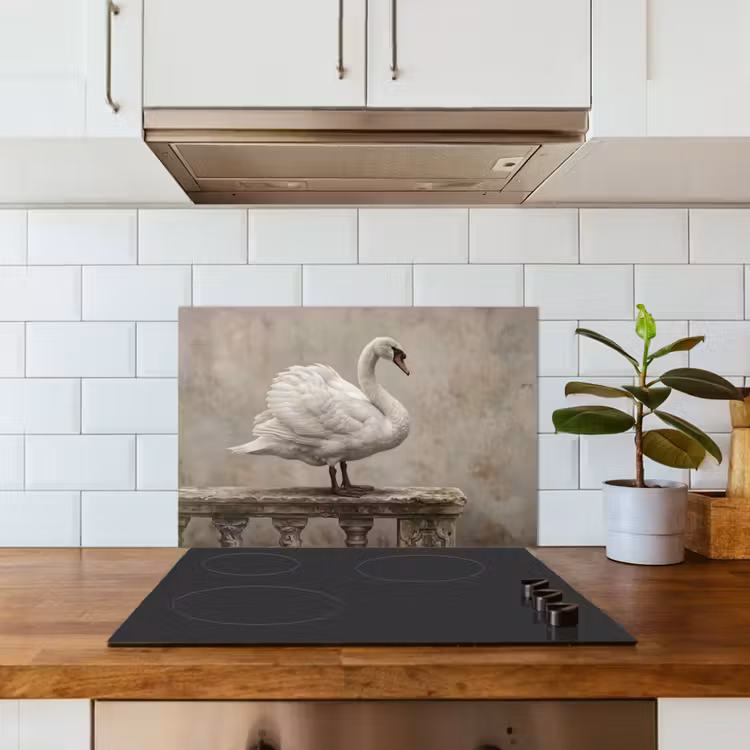 Spatscherm keuken - Zwaan - Elegant - Dieren - Wit — 6