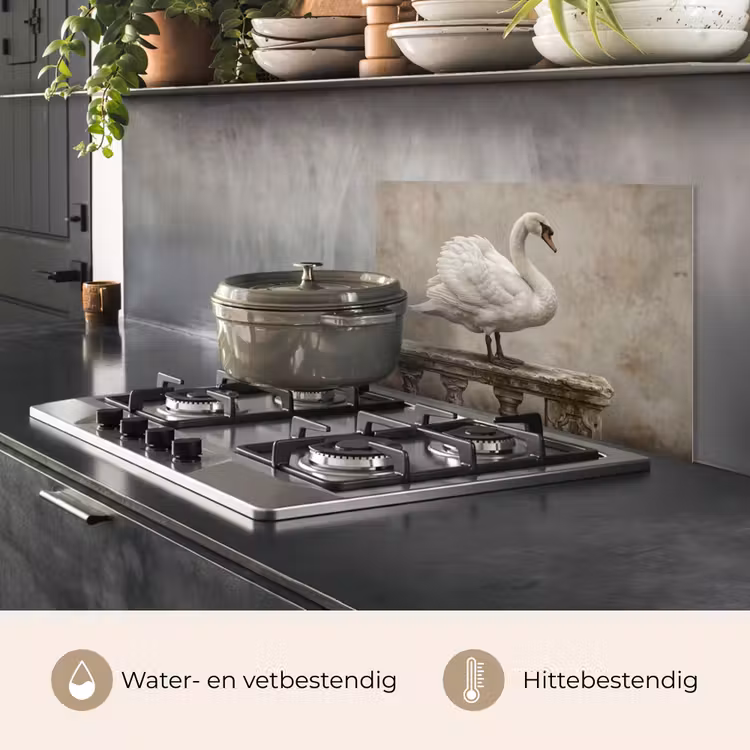 Spatscherm keuken - Zwaan - Elegant - Dieren - Wit — 7
