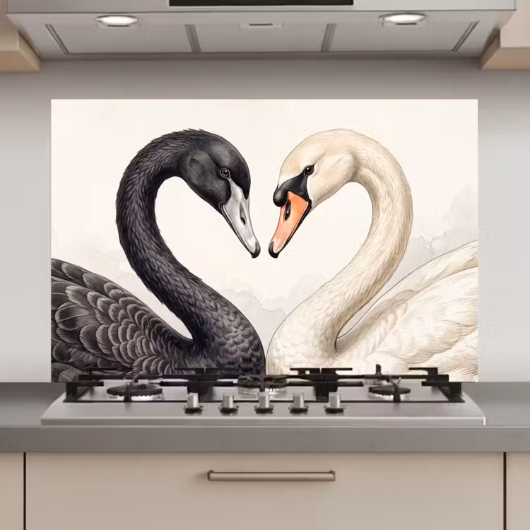 Spatscherm keuken - Zwanen - Hartvorm - Dieren — 1