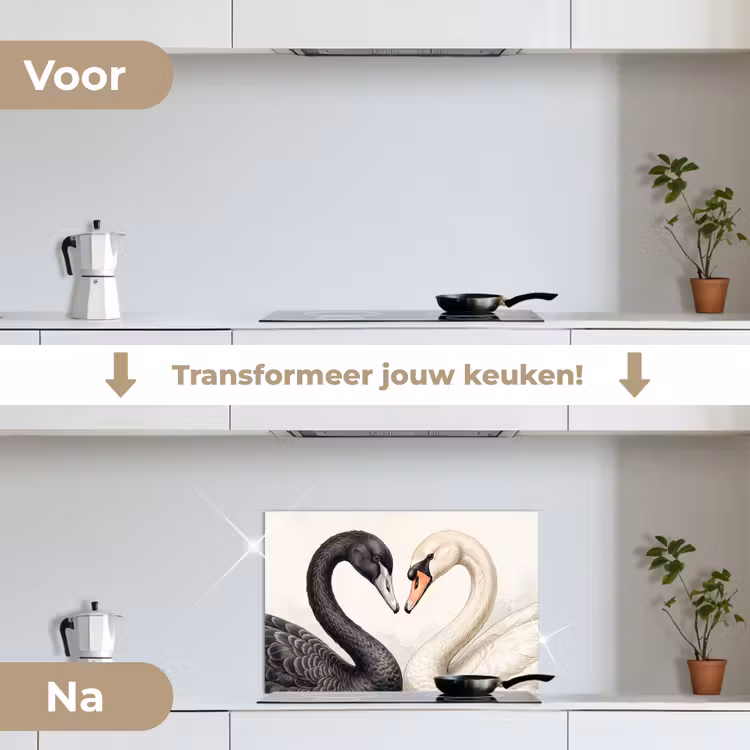 Spatscherm keuken - Zwanen - Hartvorm - Dieren — 3
