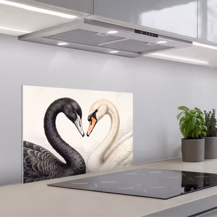 Spatscherm keuken - Zwanen - Hartvorm - Dieren — 5