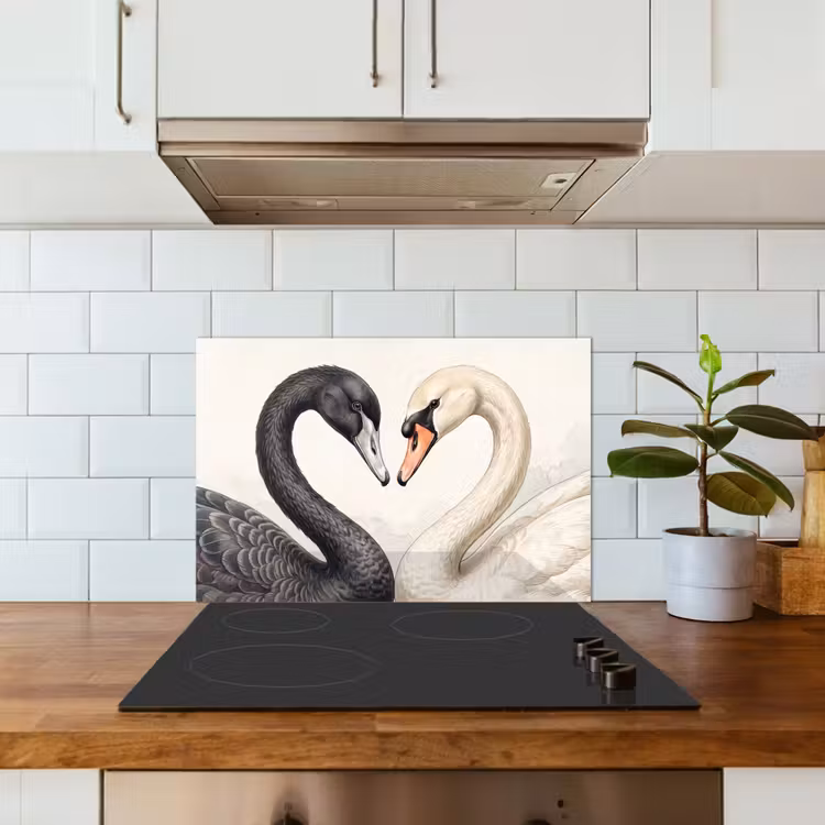 Spatscherm keuken - Zwanen - Hartvorm - Dieren — 6